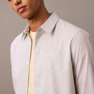 Calvin Klein mens long sleeve striped button down dress shirt | size XX Large